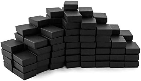 TheDisplayGuys - 25-Pack #10 Cotton Filled Cardboard Paper Jewelry Boxes Gift Case - Matte Black (1.9" x 1.3" x 0.7") - for Shipping or Storage