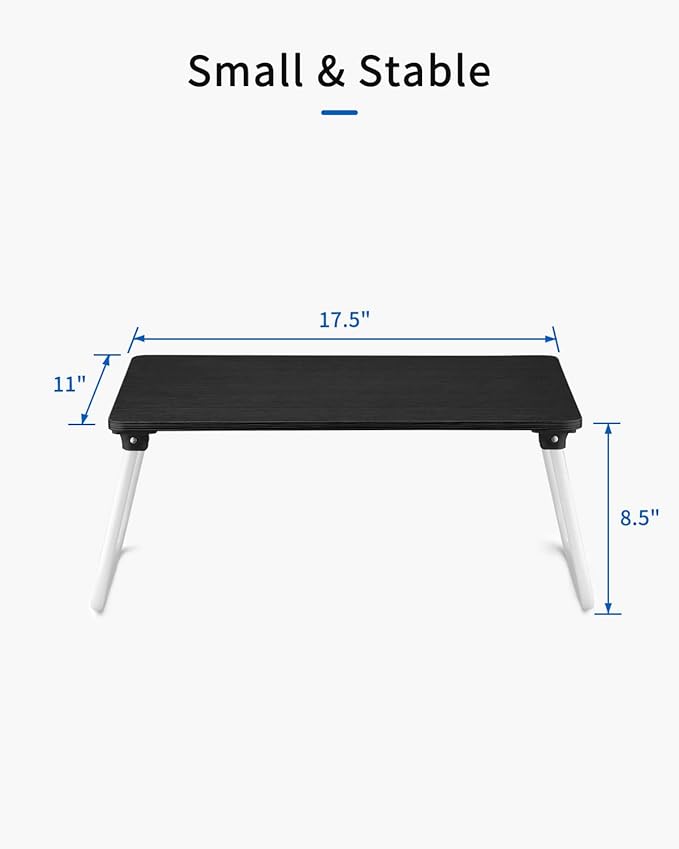 Ruxury Folding Lap Desk Laptop Stand Bed Desk Table Tray, Breakfast Serving Tray, Portable & Lightweight Mini Table for Sofa Couch Floor - - Black