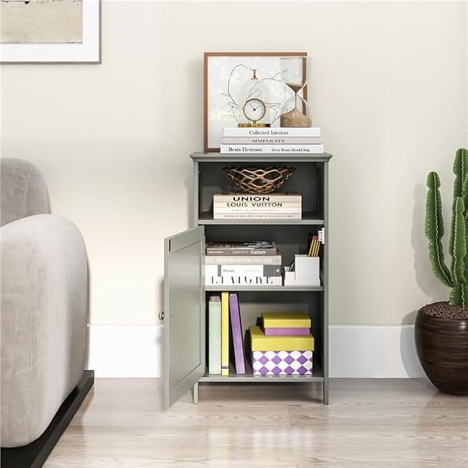 Safeplus Small Floor Storage Cabinet with Drawer and Door, for Bathroom & Toilet, Grey