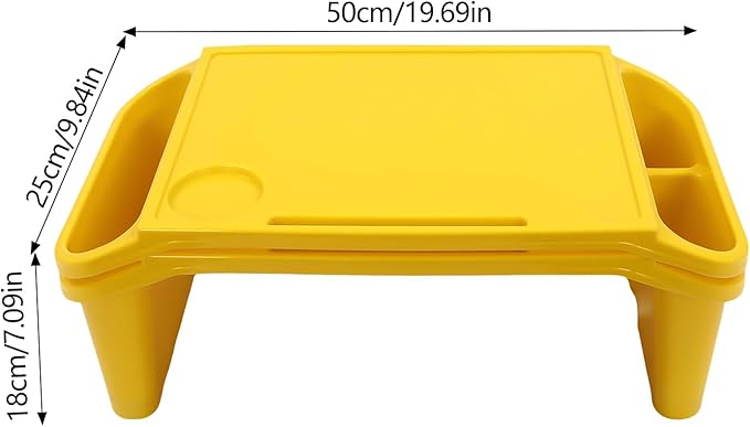 Set of 6 Kids Lap Desk Tray, Portable Activity Table, Plastic, Stackable for Drawing, Writing, Eating, Classroom, 19.69" L x 9.84" W x 7.09" H (Red, Green, Yellow)