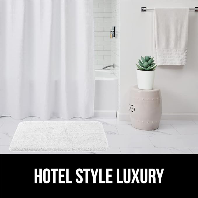 GORILLA GRIP Waffle Shower Curtain, Thick Weighted Fabric, Wrinkle and Rust Resistant, Classic Hotel Quality Design, Heavy Duty Long Curtains for Bathroom Showers, Bath Tubs, Machine Wash, 72x72 White