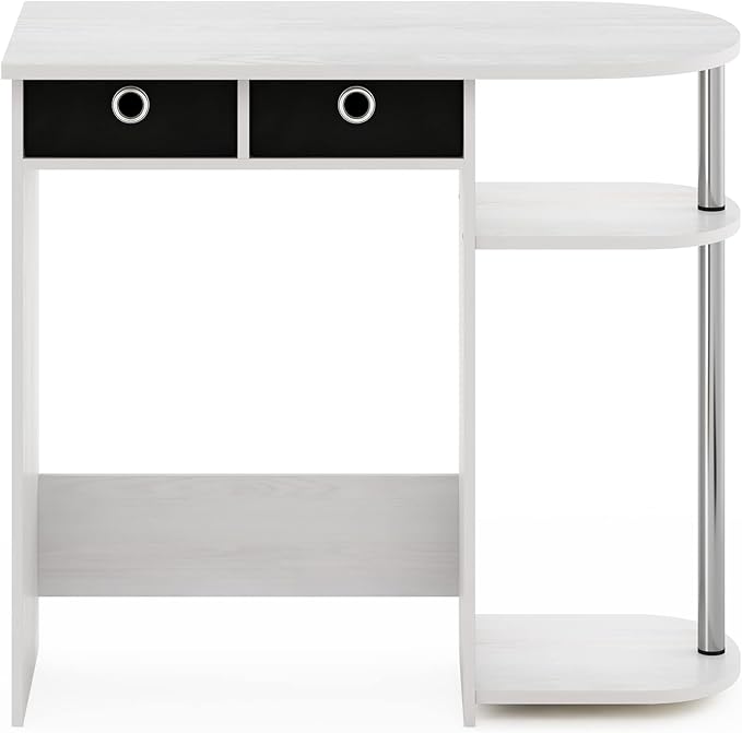 Furinno Go Green Home Laptop Notebook Computer Desk/Table with 2 Drawer Bins, White Oak/Chrome