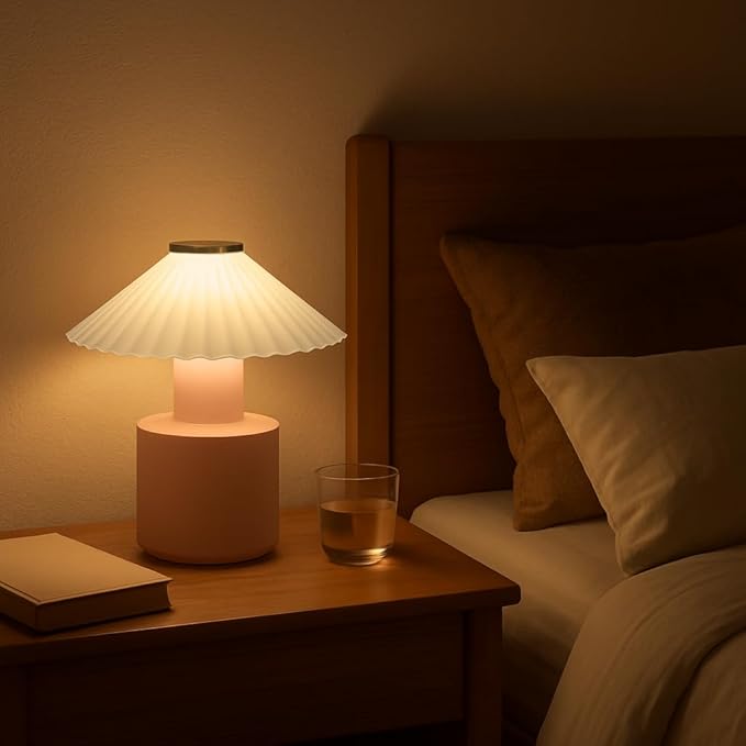 LED Night Light – Touch Dimmable Portable Table Lamp, Soft Warm Light, for Bedroom, Kids Room, Desk – Minimalist Nordic Style Gift – Pink