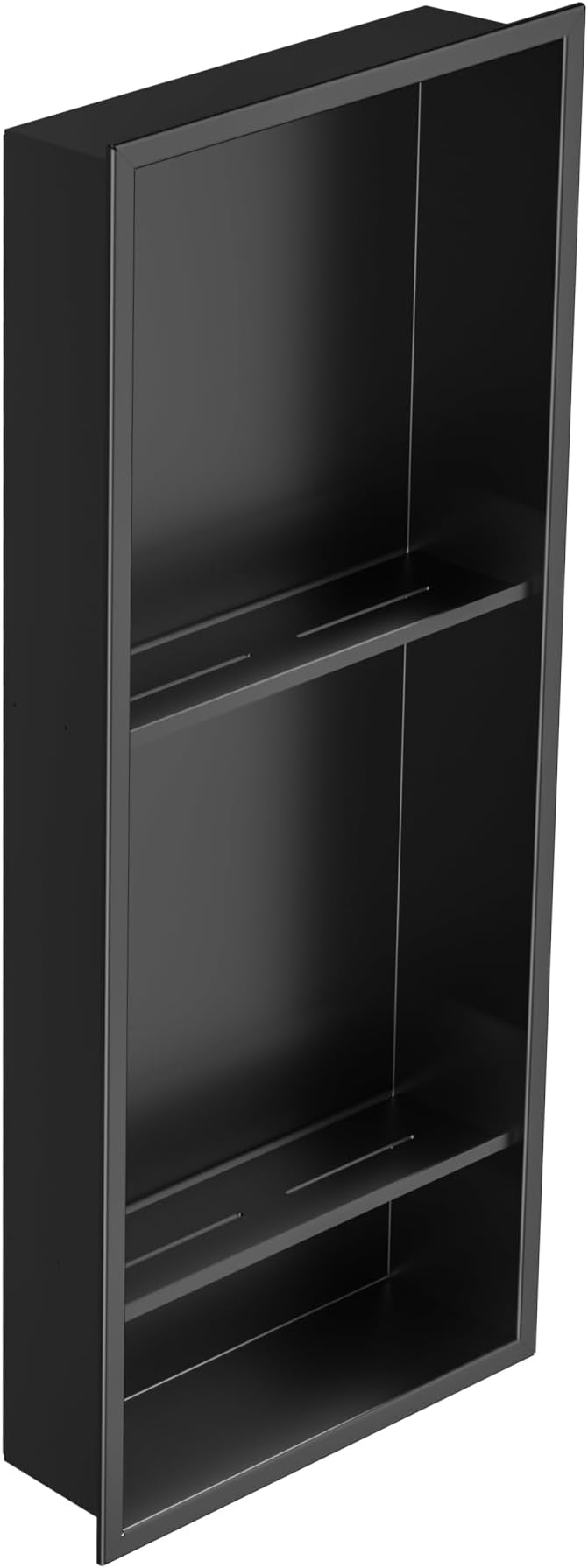 Stainless Steel Shower Niche 12" X 29", No Tile Needed Wall Niche Three-Tier, Recessed Shower Shelf for Bathroom Storage, Matte Black