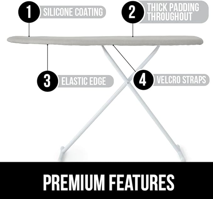 The Original GORILLA GRIP Ironing Board Cover and Pad, Silicone Coating, Thick Scorch Resistant Padding, Heavy Duty Iron Covers Standard Boards, Hook and Loop Fastener Strap, Silver, 15x54