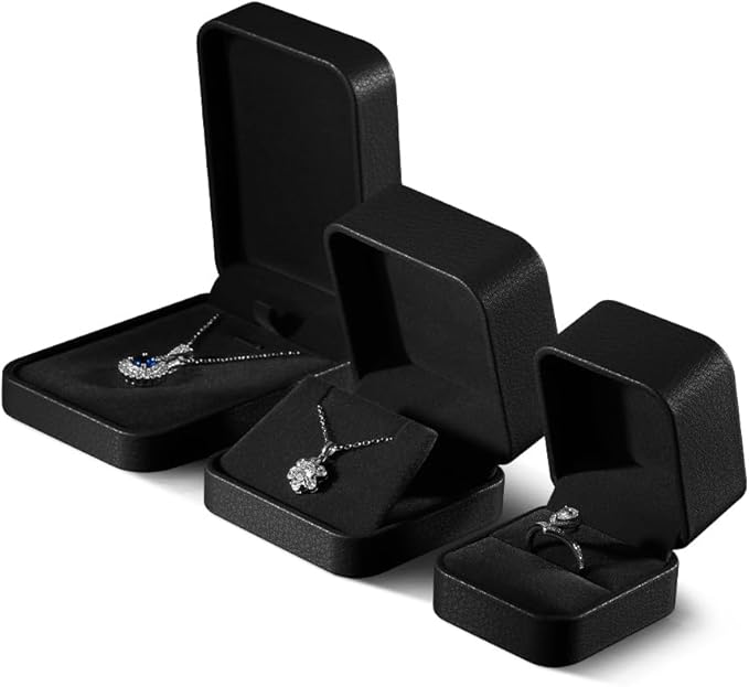 Necklace Jewelry Box, Leather Jewelry Box For Men,Premium Small Gift Boxes,Luxury Jewelry Gift Boxes For Necklaces (Black)