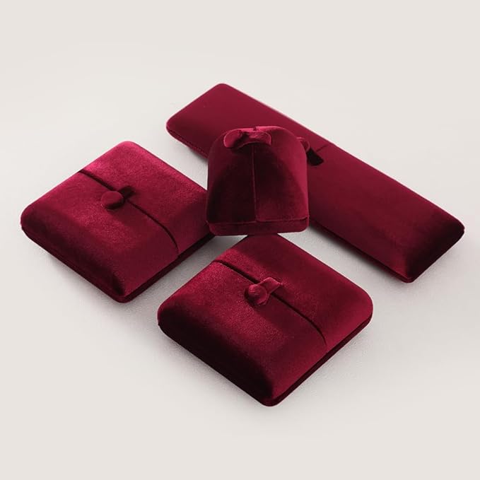 Necklace Jewelry Box,Velvet Earring Gift boxes Display,Valentine Necklaces Holder for Women,Men Earrings Storage Cases (Red)
