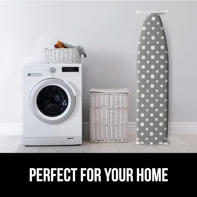 The Original GORILLA GRIP Ironing Board Cover and Pad, Silicone Coating, Thick Scorch Resistant Padding, Heavy Duty Iron Covers Standard Boards, Hook and Loop Fastener Strap, Dots, 15x54