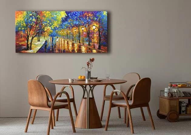 Tyed art- 30x60inch Large Contemporary Landscape Wall Art Oil Paintings on Canvas palette knife Textured Forest tree landscape Wall Art 100% Hand-Painted Abstract Artwork living room Decor