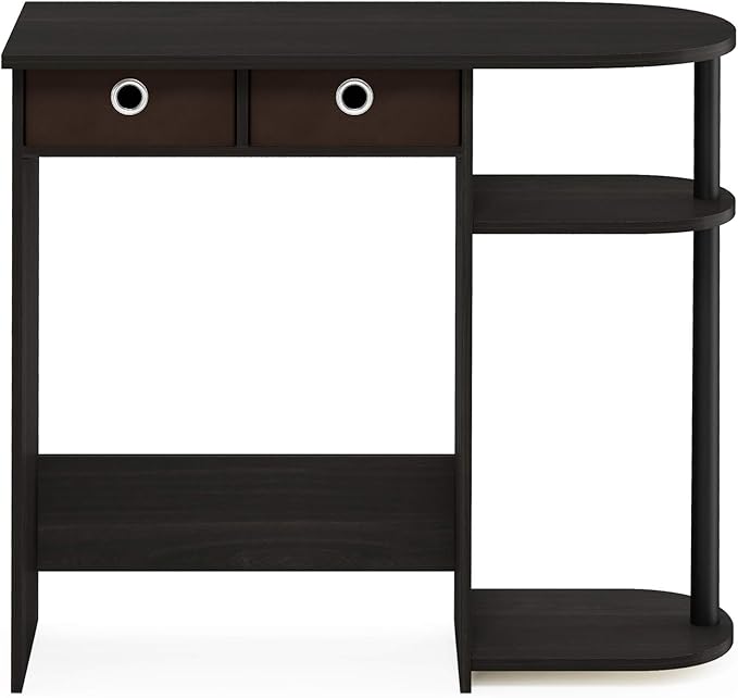 Furinno Go Green Home Laptop Notebook Computer Desk/Table with 2 Drawer Bins, Espresso/Black/Brown