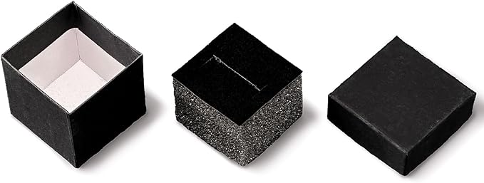 TheDisplayGuys - 24-Pack Cardboard Kraft Paper Jewelry Gift Boxes w. Velvet Padding - Necklace/Pendant - Matte Black - #32 (3.3" x 2.3" x 1.0")