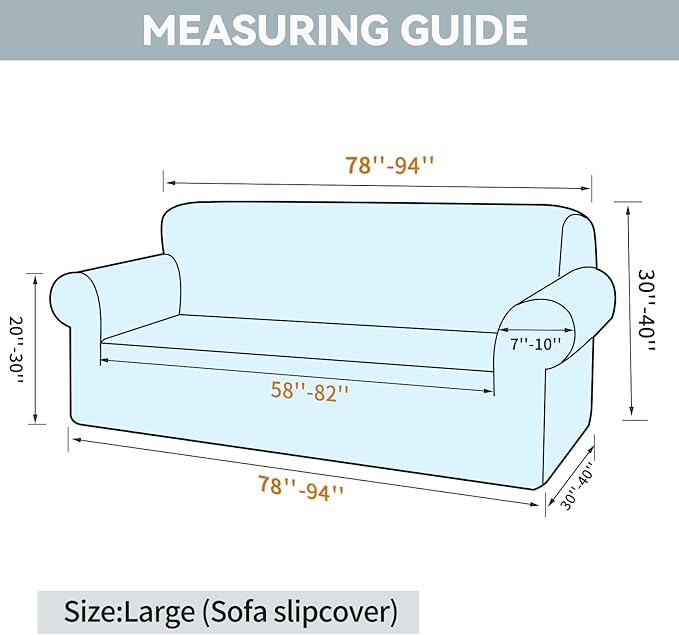 LURKA Stretch Sofa Slipcovers 1 Piece Couch Covers for 3 Cushion Couch Sofa Furniture Protector Full Sofa Covers with Elastic Bottom for Kids and Dog (Large, Blue)
