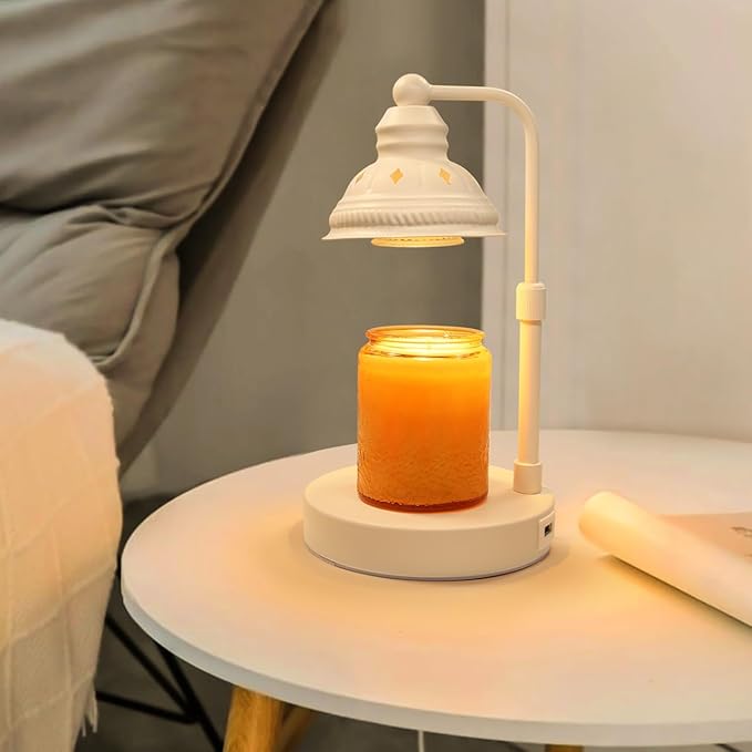 LIDORE Candle Warmer, Candle Warmer Lamp with Timer, Candle Lamp with USB Charger, Gift for Mothers Day Valentines Day Christmas New Year, Home Decor, Aromatherapy Warmer for Yoga, White