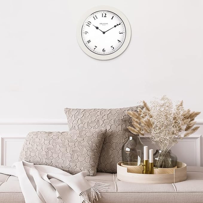 8.26" Nordic Indoor/Outdoor Clock, Waterproof & Dustproof, Modern Style, Snowberry White Color (Qualified for Bathroom and All Outdoor Area)