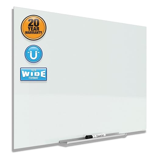 Quartet Glass Whiteboard, Magnetic Dry Erase Board, Wall Mounted Whiteboard for Office, School and Home, 74" x 42", White (G7442IMW)