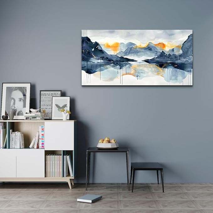 FUHAIHUA Canvas Wall Art For Living Room Large Wall Decor For Office Bedroom Home Decorations Minimalism Abstract Paintings Watercolor Ink Pictures Artwork Aesthetic Room 24x48 In