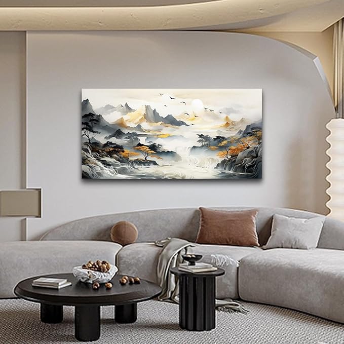 Lapremoly Wall Art For Living Room Large Wall Decor For Office Bedroom Wall Pictures Abstract Mountain Landscape Canvas Prints Painting Artwork Modern Ready To Hang Stretched and Framed Home Poster