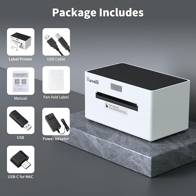 Thermal Label Printer, Compatible with Android、iPhone、Windows&Mac,Maximum Support 4×6 Thermal Label Paper,Widely Used for Home&Small Businesses and Shipping Label