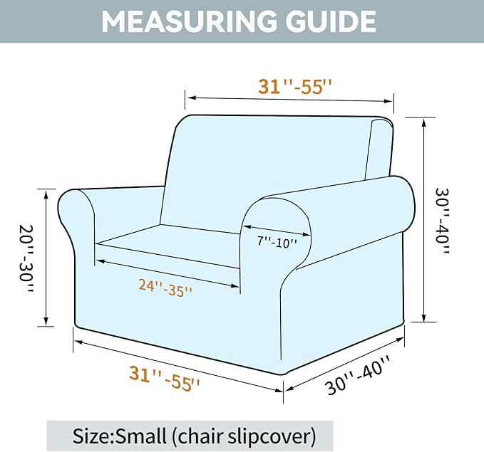 LURKA Stretch Chair Sofa Slipcovers 1 Piece Couch Covers for Sofa Furniture Protector Full Sofa Covers with Elastic Bottom for Kids and Dog (Small, Sliver)