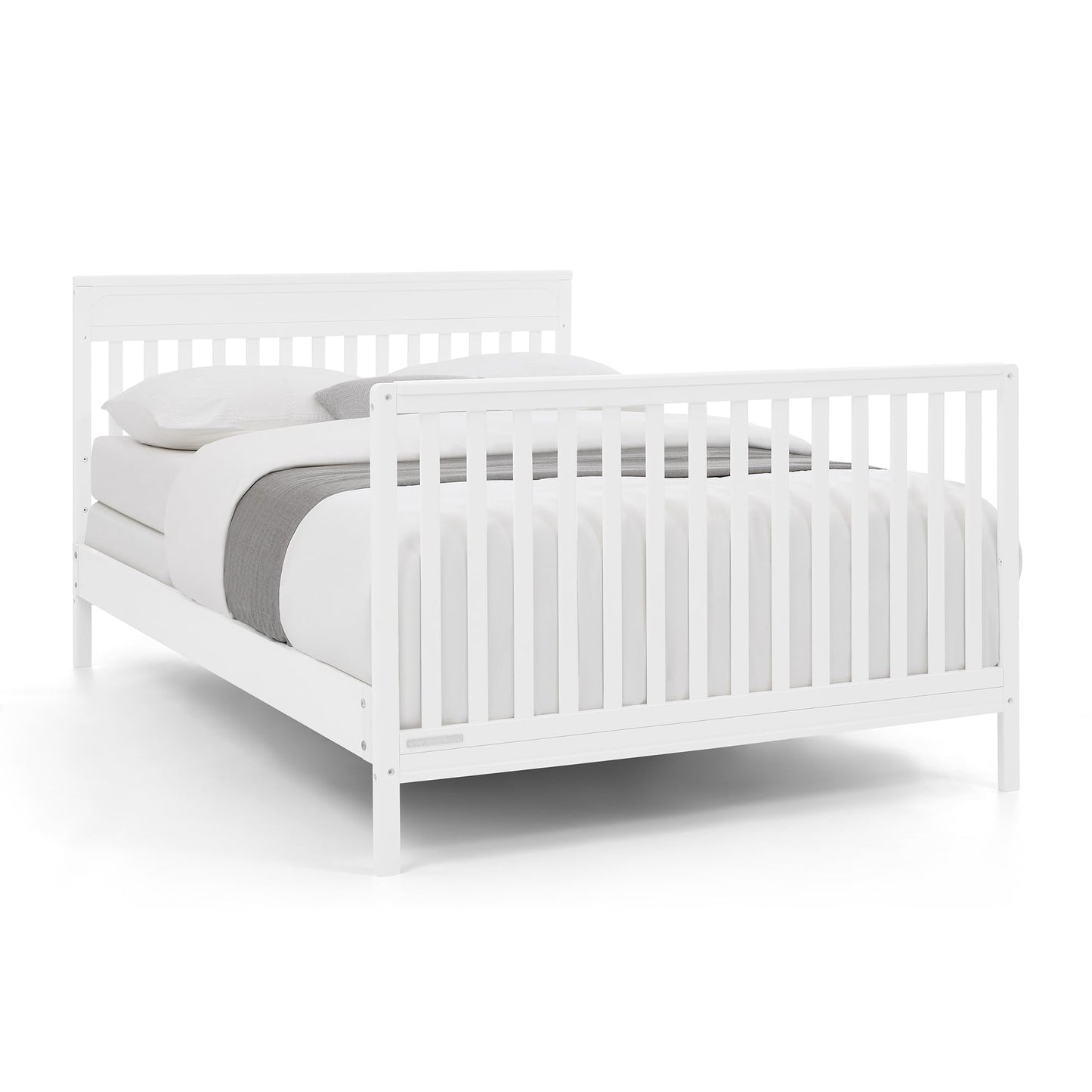 Delta Children Isabelle 6-in-1 Convertible Crib, Converts to Toddler Bed, Daybed, Sofa & Full Bed with/Without Footbaord, Greenguard Gold Certified, Mattress Heights, Bianca White