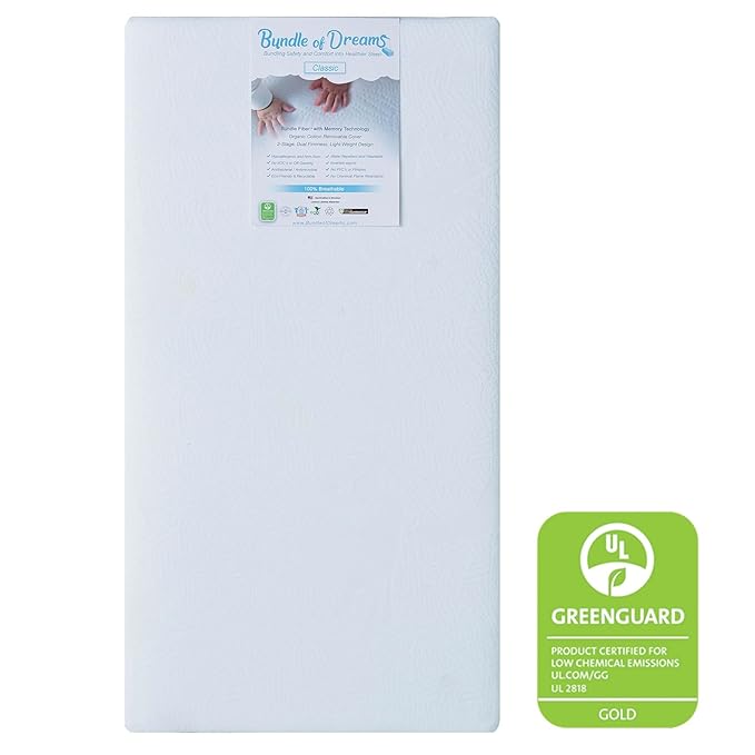 Bundle of Dreams Eco-Air Baby Crib Mattress Organic Cotton Cover Crib and Toddler Bed Mattress, 100% Breathable, Non-Toxic, Eco-Friendly, Hypoallergenic