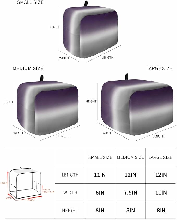 Toaster Cover 2 Slice Purple Grey Ombre Toaster Oven Cover with Pockets Gradient Gradual Color Dustproof Bakeware Protector Small Kitchen Appliance Dust Covers and Fingerprint Protection for Women