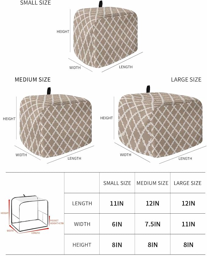 Toaster Cover 4 Slice Moroccan Pattern Toaster Oven Cover with Pockets Beige Dustproof Bakeware Protector Small Kitchen Appliance Dust Covers and Fingerprint Protection for Women