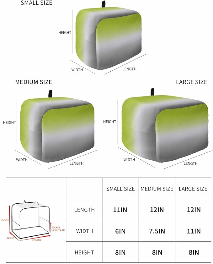 Toaster Cover 4 Slice Ombre Green Toaster Oven Cover with Pockets Green Grey Dustproof Bakeware Protector Small Kitchen Appliance Dust Covers and Fingerprint Protection for Women