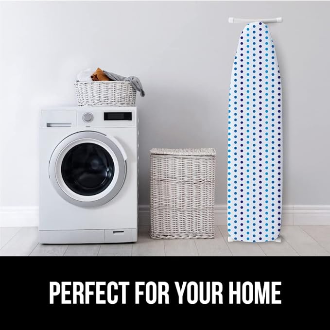 The Original GORILLA GRIP Ironing Board Cover, Silicone Coating, Full Size Scorch Resistant Padding, Elastic Edge, Heavy Duty Iron Pad Covers Standard Boards, Hook and Loop Fastener Strap, Blue Dots