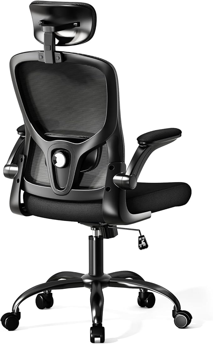 Multi-Adjustable Ergonomic Office Chair, Study Chair, Summer Mesh Comfortable High Back Chair, Headrest, Lumbar Support, Armrest, Seat Height.(Black)