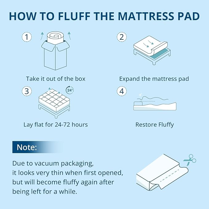YUGYVOB Mattress Pad Extra Thick, Cooling, and Breathable Twin XL Mattress Topper 8-21" Deep Pocket Soft Down Alternative Fill