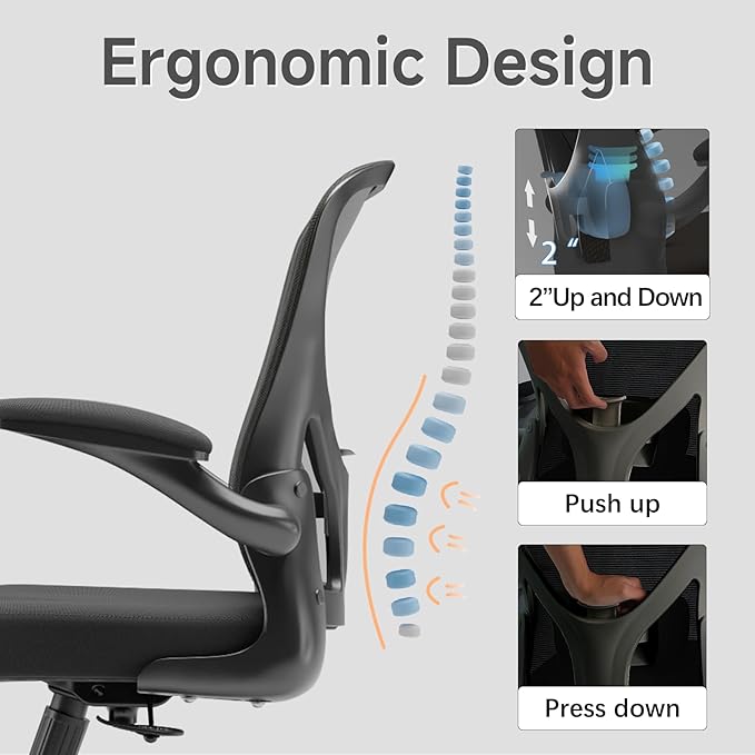 Drafting Chair, Ergonomic Tall Office Chairs for Standing Desk, Home Office Desk Chair with Lumbar Support and Adjustable Flip-up Armrests & footrest
