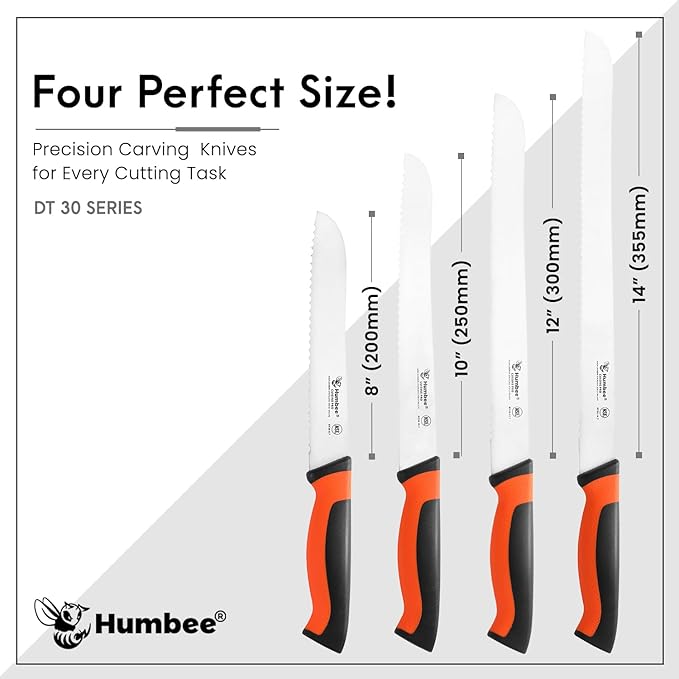 14-Inch Serrated Bread Knife, Premium High Carbon Stainless Steel Blade Knife for Bread with Ergonomic Handle, NSF Certified, DT-30 Series, Orange