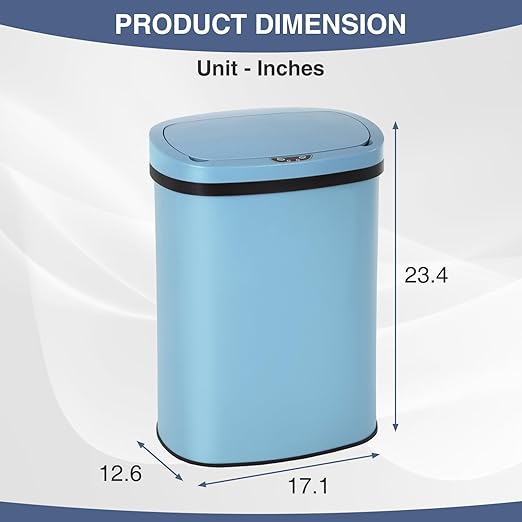 PayLessHere 13 Gallon Trash Can Kitchen Trash Can Automatic Garbage Can with Lid Touch Free High-Capacity Motion Sensor for Kitchen Bedroom Bathroom Office Trash Bin (1, Blue Stainless Steel)