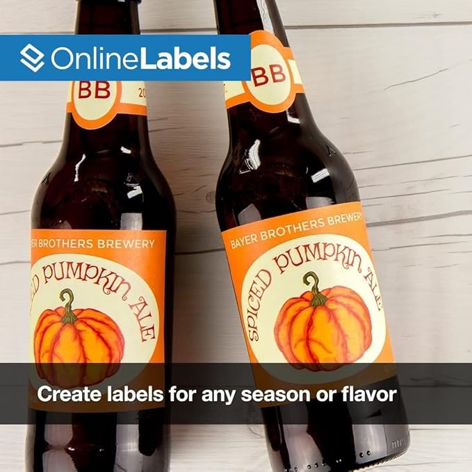 3.58 x 3.62 Waterproof Beer Bottle Labels (Inkjet Printers Only) - Pack of 400 Labels, 100 Sheets - OnlineLabels