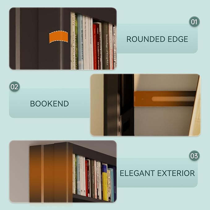 71" Metal Book Shelf, 5 Tier Bookshelf with Adjustable Shelves, Bookshleves and Bookcases, Heavy Duty Library Book Case, Expandable Combination Bookshelf (Black, 108.3" W)