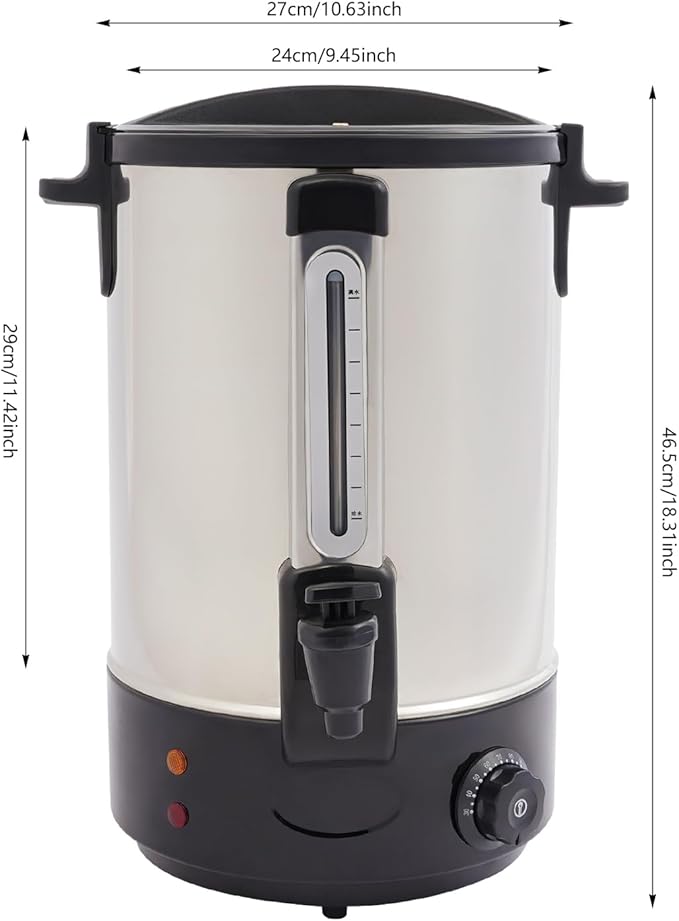 Electric Hot Water Dispenser 90 Cups Commercial Coffee Percolator & Beverage Dispenser w/Temperature Control, Stainless Steel Coffee Urn for Coffee & Tea