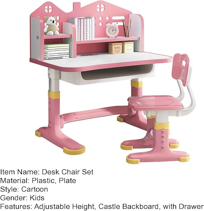 Gifts for Kids, Kids Desk and Chair Set, Desk for Kids 3-12, Multi-Functional Storage and Spacious Desktop for Learning, Painting, Eating, DIY Crafts Pink