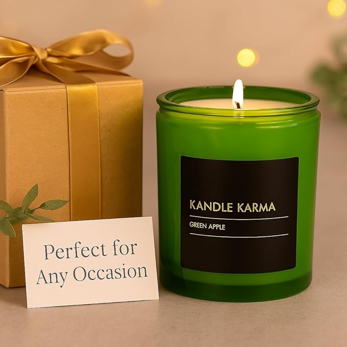 Luxury Soy Wax Candle, Scented Candle Jar Gifts for Women, Non-Toxic, Highly Scented & Long Lasting Up to 40 Hours Burning Time, Natural Large Aromatherapy Bathroom Candles: Green Apple (18 Oz)