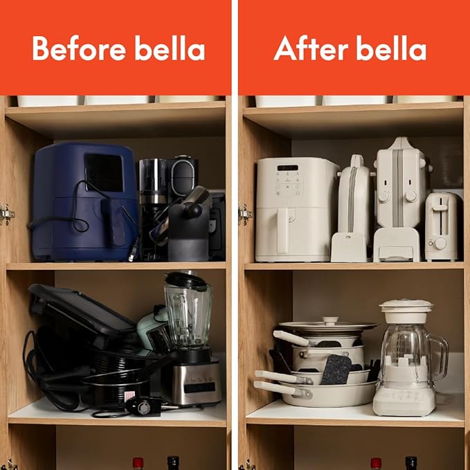 bella 10 Speed Countertop Blender, Juicer & Smoothie Maker, Fits-anywhere™ Kitchenware, Slim Flip & Store Design, Dishwasher Safe 48oz Capacity Pitcher & Lid, Stainless Steel Blade, 450 Watt, Surf