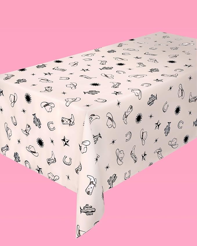 xo, Fetti Western Tablecloth | 9' x 4.5' | Rodeo Bachelorette Tablescape, Ranch Birthday Party Decoration, Cowgirl Table Decor, Cowboy Kids Party Supplies