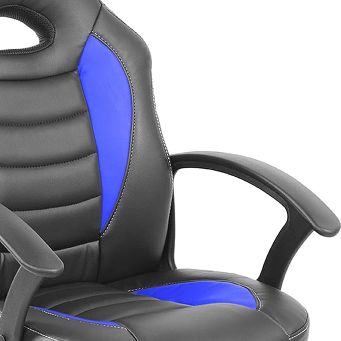 Techni Mobili Kid's Gaming and Student Racer Chair with Wheels, Resemblance of a sport's car interior, Polypropylene, Blue