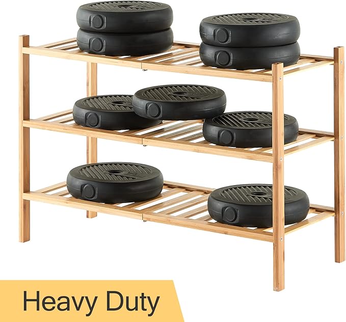 4-Tier Bamboo Shoe Rack for Entryway, Stackable | Heavy Duty | Multi-Function, Free Standing Shoe Racks for Bedroom Hallway Closet
