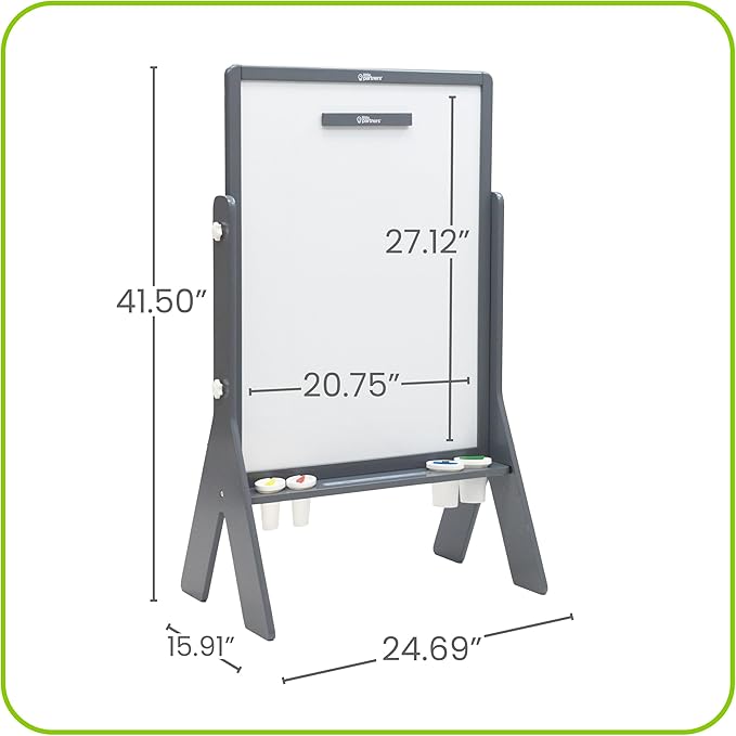 Little Partners Contempo Art Toddler Easel, Two-Sided Paint Station for Kids with XL Surface, Chalk Board, Magnetic Dry Erase Board, Paper Holder, Paint Containers (White/Black Board, Earl Grey)