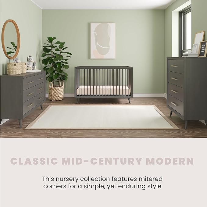 Child Craft Cranbrook 4-in-1 Convertible Crib, Baby Crib Converts to Day Bed, Toddler Bed and Full Size Bed, 3 Adjustable Mattress Positions, Non-Toxic, Baby Safe Finish (Lunar Gray)