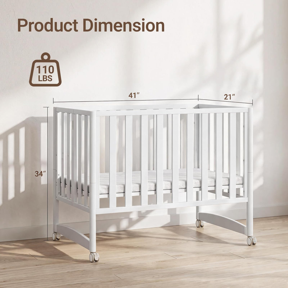 MAMAZING EvoNook 7-in-1 Convertible Baby Mini Crib with Wheels