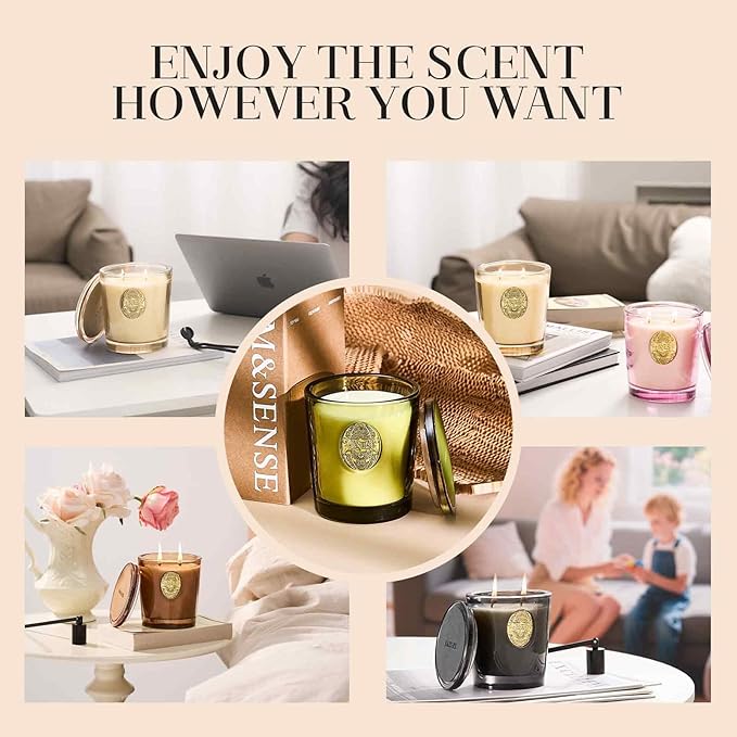M&SENSE Large Two-Wick Summer Soy Candle | Summer's Night & Blue | 19.8 oz, 120H Burn Time | Luxury Scented Candle for Relaxation, Gifting, Home Décor | Ideal for Bedroom, Office, Party Ambiance