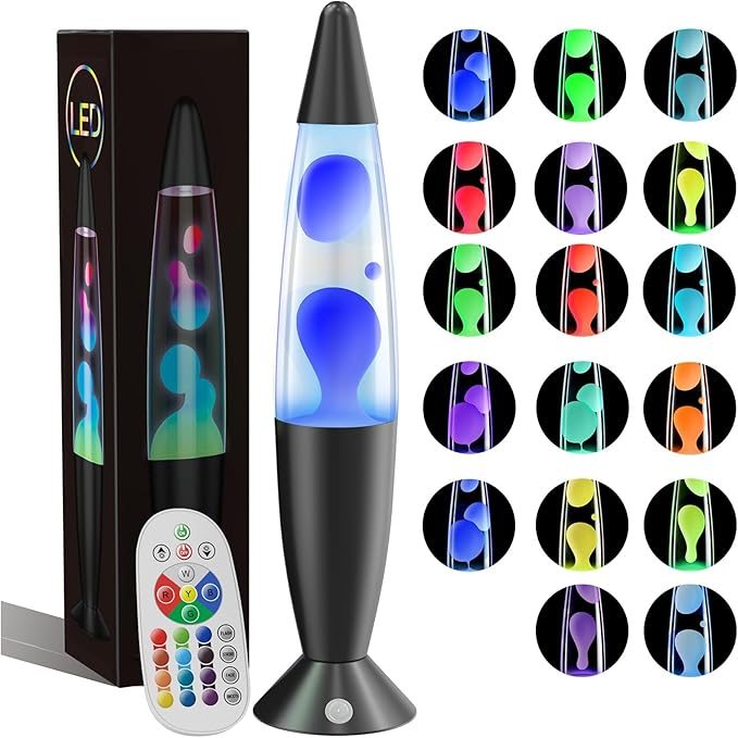 Black Liquid Motion Lamp 17 Colors Changing Lamp LED Night Light for Adults & Kids 13.5 Inch Pink Blue Red Green Purple Small Relax Mood Nightlight Table Lamp for Kids Room,Bedroom,Office Home Decor