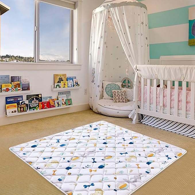 Lilyvibebearhappy Premium Foam Baby Play Mat 47" X 47", Thicken One-Piece Crawling Mat, Non-Slip Cushioned Baby Playmats for Infants, Babies, Toddlers - Machine Washable for Easy Care