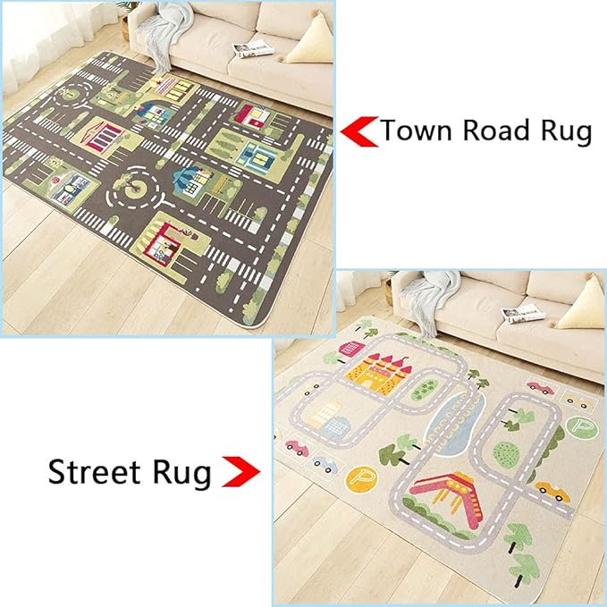 Kid Rug Carpet Playmat for Toy Cars and Train,Play Area Rug with Rubber Backing,Fun Throw Rug,Ideal Gift for Children Baby Bedroom Play Room(80×160cm/32×63in) Y2